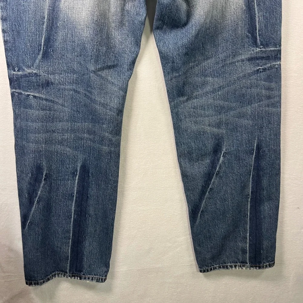 Distressed AKDMKS Medium Wash‎ Straight Leg Jeans Ripped Blue Mens Size 40x33